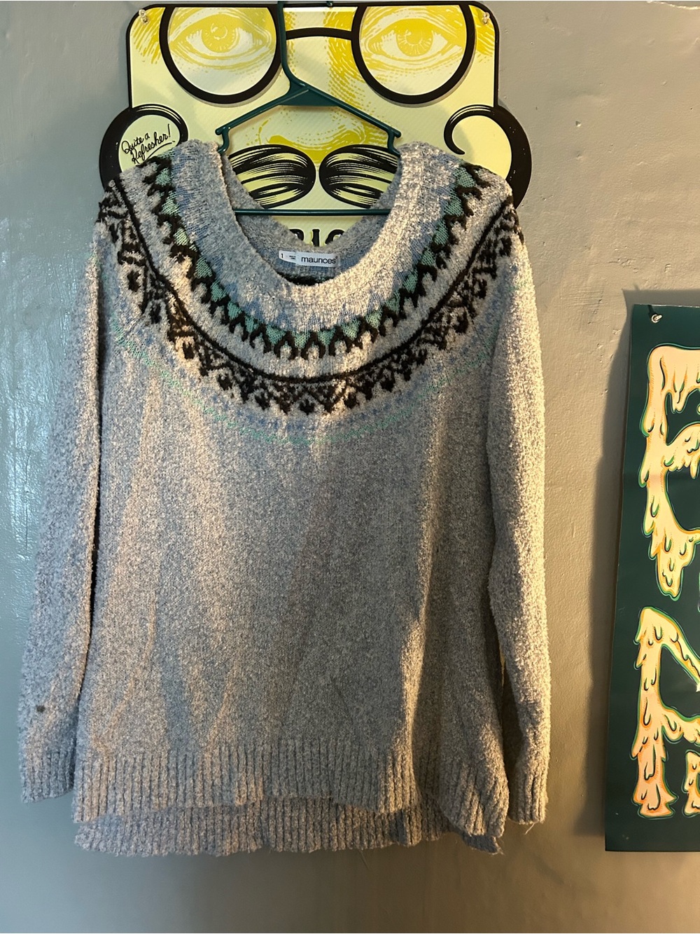Gray Fair Isle Women's Sweater